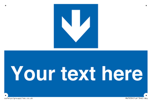 Custom Mandatory directional sign, blue arrow down